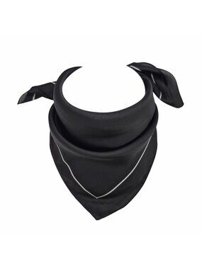 Luxury Elegant Minimalist Soft Silky Square Scarf Black With White Border Hijab